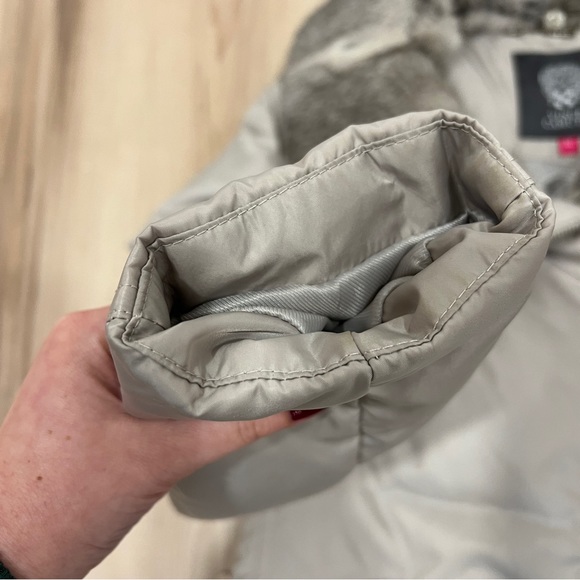 Vince Camuto Duck Down Puffer Jacket Real Fur Collar Gray Size Medium - Picture 5 of 12